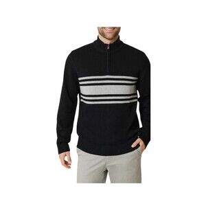 Chaps Men’s Pullover Sweater Quarter Zip Black With White Stripes Size XXL NWT